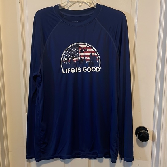 Men's Life is Good Rashguard UPF50+ SWIM shirt sun surf long sleeve size medium - Picture 2 of 10